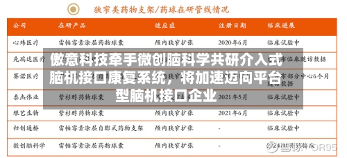 傲意科技牵手微创脑科学共研介入式脑机接口康复系统，将加速迈向平台型脑机接口企业-第2张图片