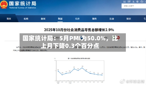 国家统计局：5月PMI为50.0%	，比上月下降0.3个百分点-第2张图片