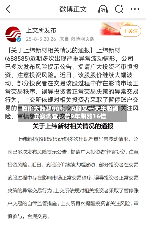 股价大跌超90%，A股又一大牛股被立案调查	，曾9年飙涨16倍-第3张图片