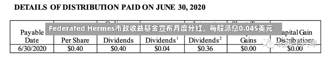 Federated Hermes市政收益基金宣布月度分红，每股派息0.045美元-第2张图片