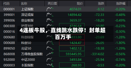 4连板牛股	，直线跳水跌停！封单超百万手-第3张图片