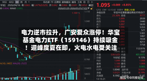 电力逆市拉升，广安爱众涨停！华宝基金电力ETF（159146）持续吸金！迎峰度夏在即	，火电水电受关注-第2张图片