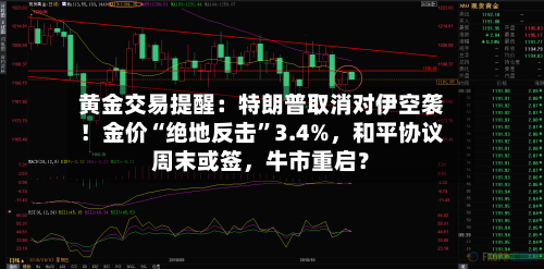 黄金交易提醒：特朗普取消对伊空袭！金价“绝地反击	”3.4%	，和平协议周末或签，牛市重启？-第2张图片
