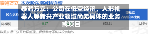 泰鸿万立：公司在低空经济、人形机器人等新兴产业领域尚无具体的业务或项目-第2张图片