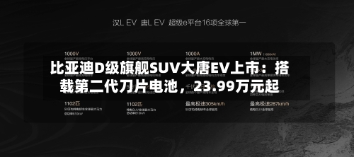 比亚迪D级旗舰SUV大唐EV上市：搭载第二代刀片电池，23.99万元起-第2张图片