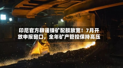印尼官方辟谣镍矿配额放宽！7月开放申报窗口	，全年矿产管控保持高压-第2张图片