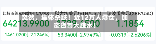 突然，集体杀跌！近12万人爆仓，加密货币大跳水！