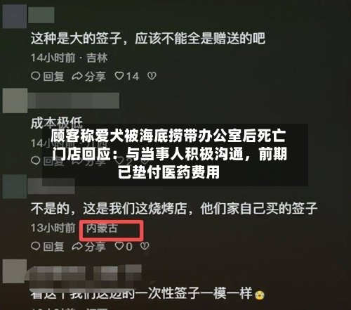 顾客称爱犬被海底捞带办公室后死亡 门店回应：与当事人积极沟通	，前期已垫付医药费用-第2张图片