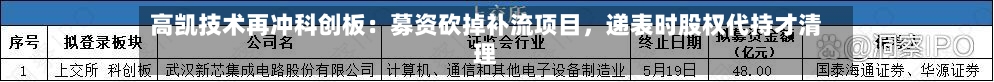 高凯技术再冲科创板：募资砍掉补流项目，递表时股权代持才清理-第2张图片