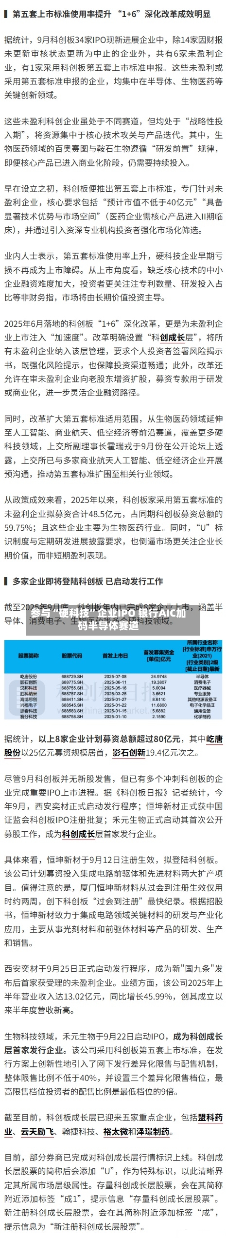 参与“硬科技”企业IPO 银行AIC加码半导体赛道-第3张图片