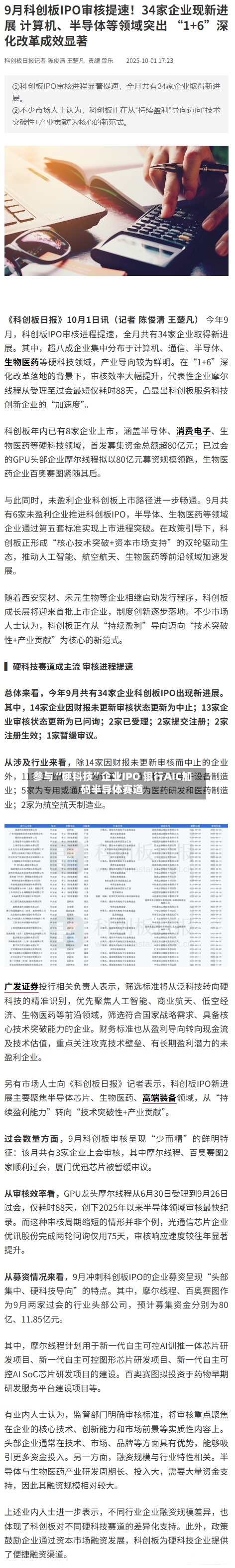 参与“硬科技	”企业IPO 银行AIC加码半导体赛道-第2张图片