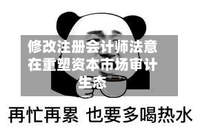 修改注册会计师法意在重塑资本市场审计生态