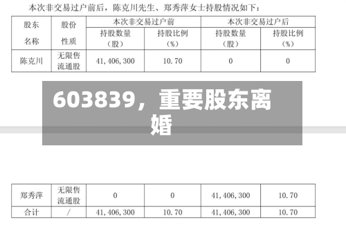 603839,重要股东离婚
