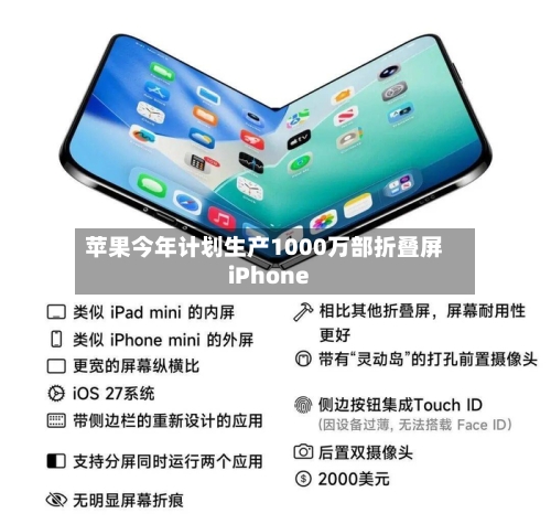苹果今年计划生产1000万部折叠屏iPhone