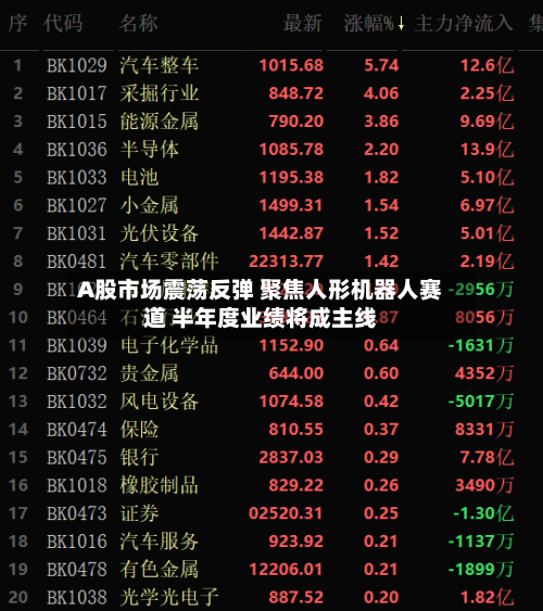 A股市场震荡反弹 聚焦人形机器人赛道 半年度业绩将成主线-第3张图片