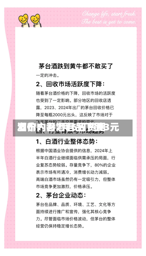 酒价内参7月6日费用发布：习酒君品下跌3元