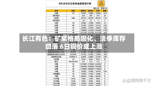 长江有色:矿紧格局固化、淡季库存回落 6日铜价或上涨